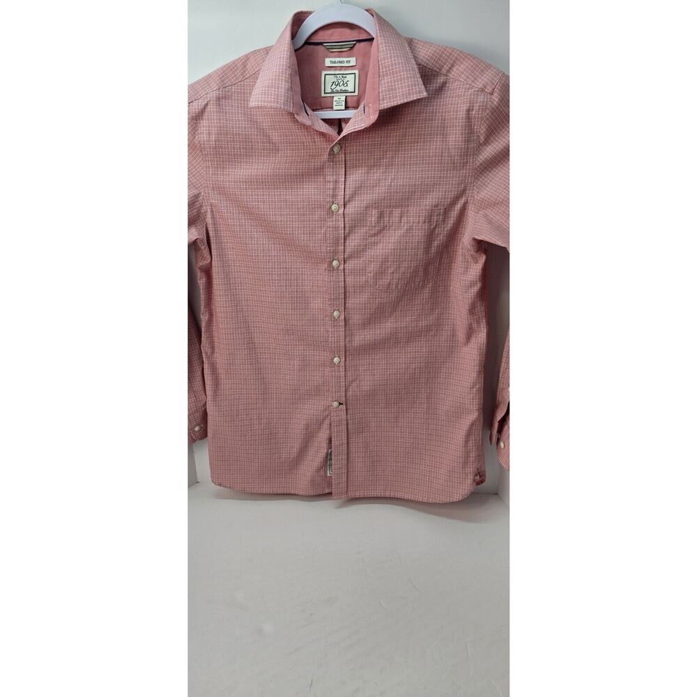 JOS A. BANK 1905 Medium Mens Shirt Red Plaid Button Down Collar‎ All Cotton